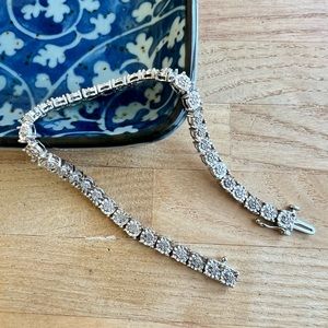 Diamond chip tennis bracelet 925 Sterling silver